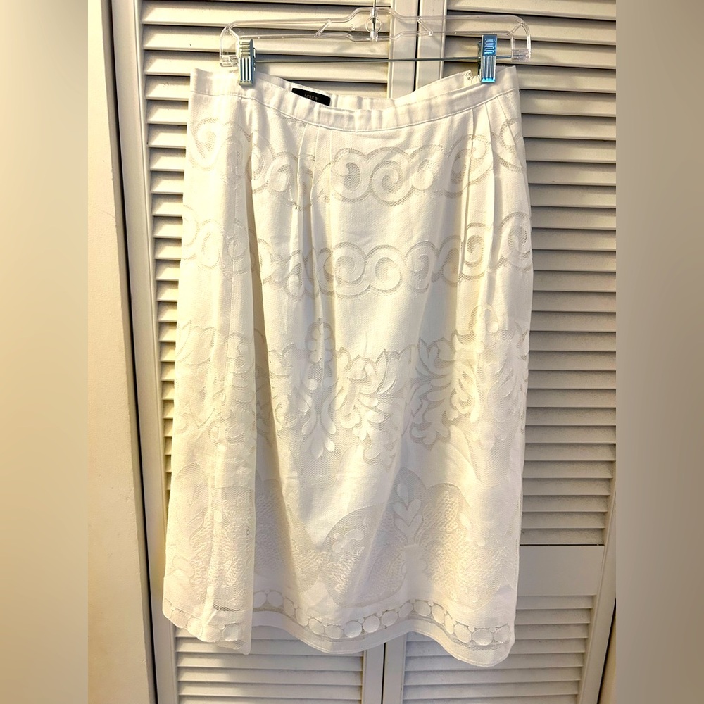 J. Crew Ornate White Lace Skirt - 12